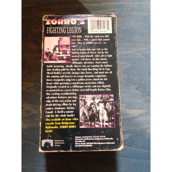 Zorro's Fighting Legion VHS - Picture 2 of 4